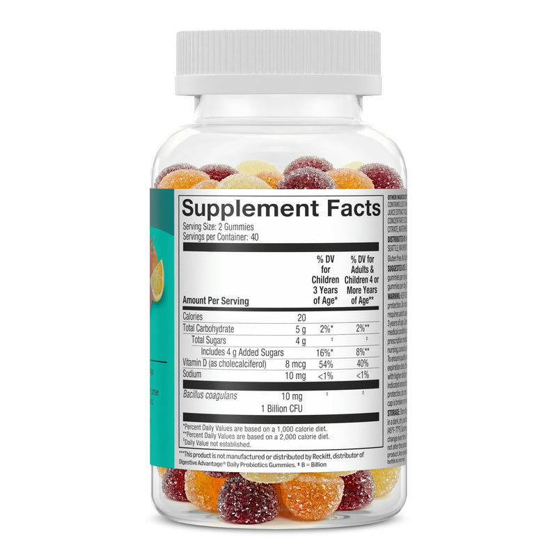 Amazon Basics Probiotic with Vitamin D Gummy, 80 Count
