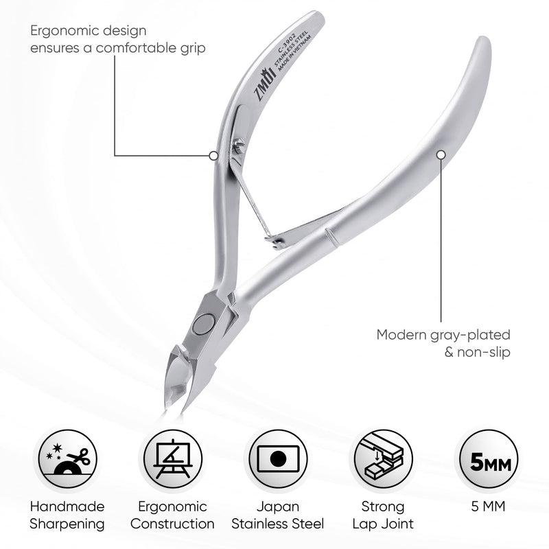 Cuticle Nippers – Professional Cuticle trimmer – Premium Stainless Steel Cuticle Remover Tool – Cuticle Cutter for Cuticle Trimming and Hangnails (Double Spring - Haft Jaw 5mm) Double Spring - Haft Jaw 5mm - BeesActive Australia
