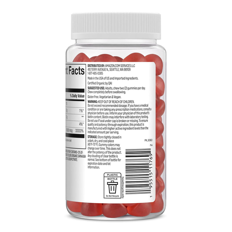 Amazon Basics Biotin 10,000mcg Gummy, 90 Count