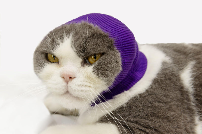 2 Pack Cat Ear Wrap，Cat Hematoma Ear Wrap Anxiety Relief – Noise Canceling for Fireworks, Thunderstorms, Pet Grooming & Force Drying (Purple S) Purple Small