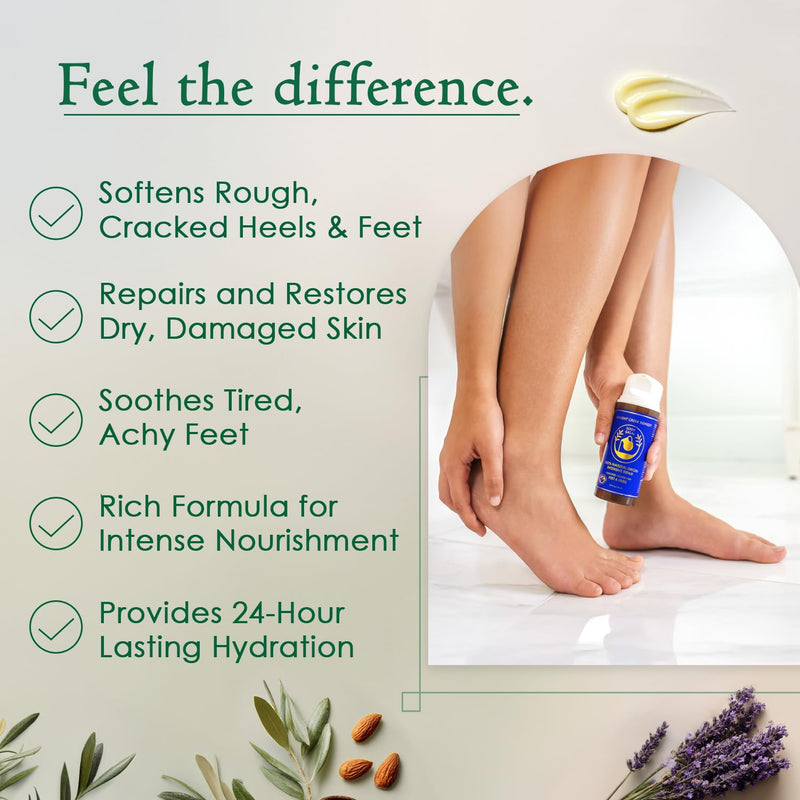 Dry Cracked Heels Repair | Organic Foot Cream for Dry Feet & Callus with Jojoba, Lavender, Almond, Olive & Vitamin E Oil | Natural Foot Balm & Moisturizer for Skin | Hydrating Foot Treatment | 3.4 oz 3.4 Fl Oz - BeesActive Australia