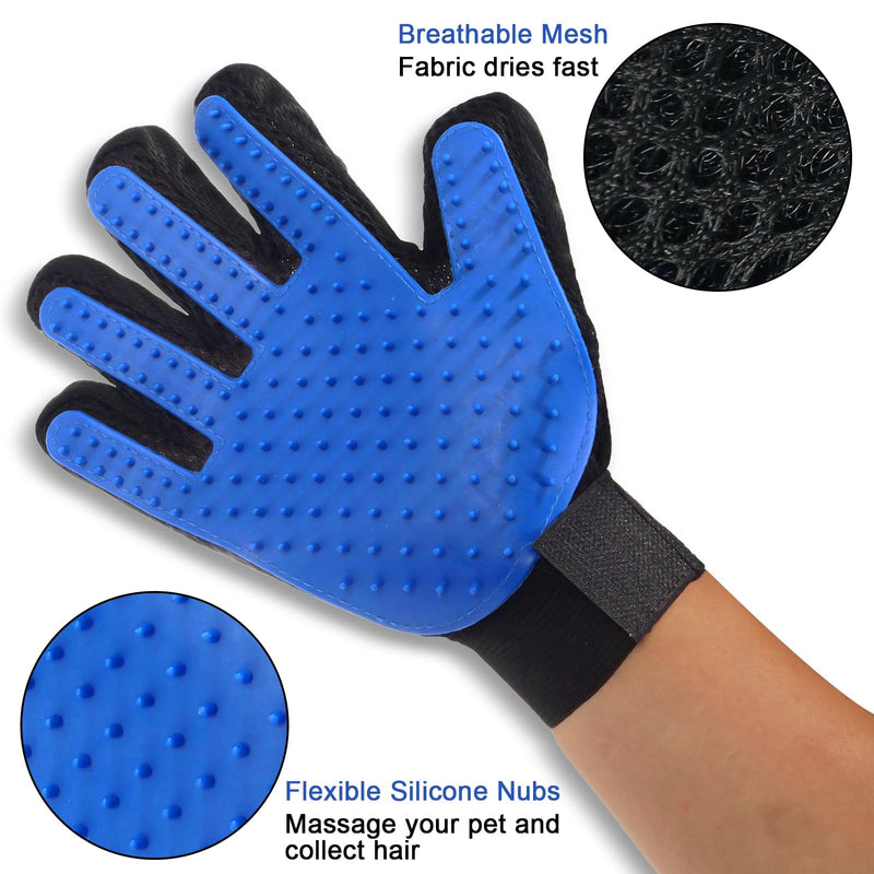 Cat Gloves for Grooming, Pet Grooming Gloves for Removing Floating Hair, Grooming Gloves for Dogs, Five Finger Hair Rubbing Gloves for Cat and Dog Massage and Bathing-1Pair - BeesActive Australia