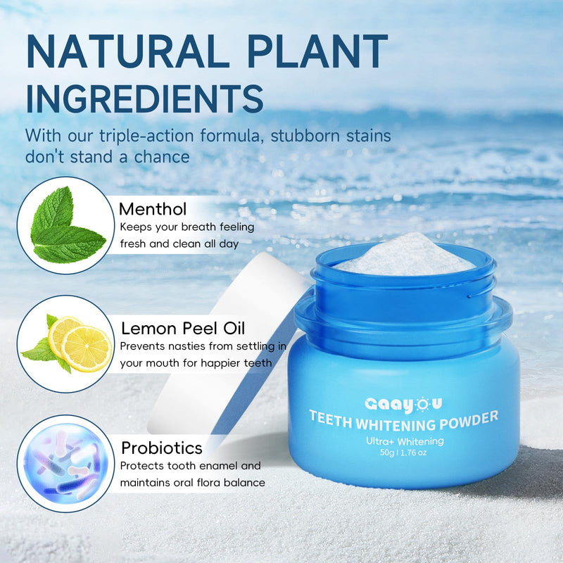 Teeth Whitening Powder 2PCS Tooth Powder Instant Tooth Whitening Mint Flavor Teeth Whitener Toothpaste Powders for Tooth Stain Removal 100g/3.53oz - BeesActive Australia