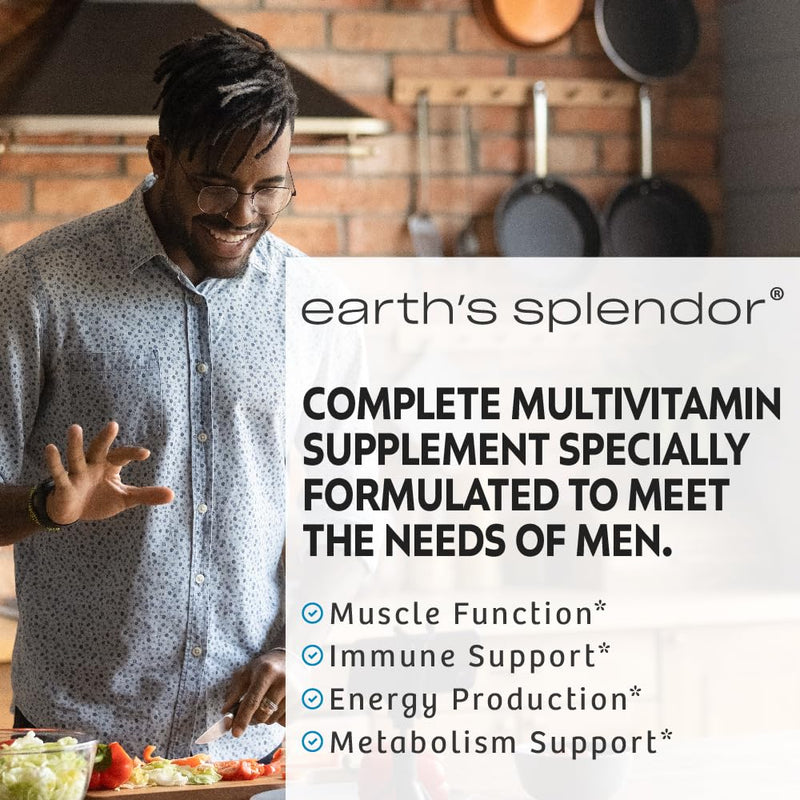 Earth's Splendor Men Multivitamin Immune B12 A C D E K B6 120 Tablets | Men's Multivitamin Overall Wellness Metabolism Immune Vitamins A C D E K B6 B12 120 Tablets