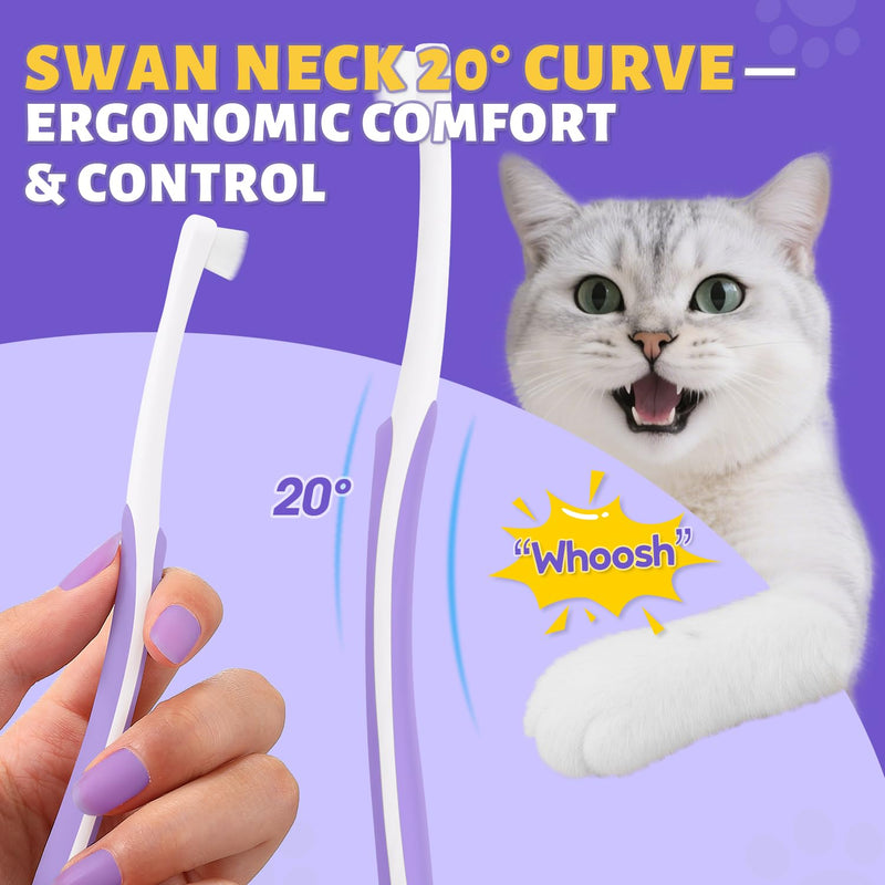 Cat Toothbrush for Daily Teeth Cleaning 2pcs + 6% nHA Pet Dual-Enzymatic Toothpaste