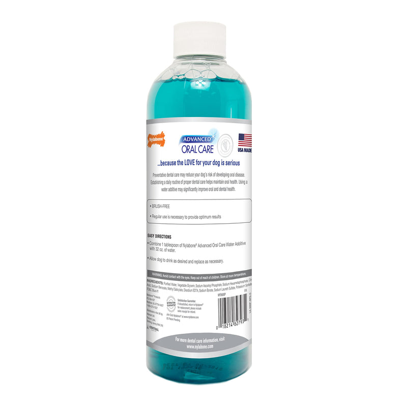 Nylabone Advanced Oral Care Dog Water Additive for Dental Care - Liquid Tartar Remover - Dog Breath Freshener & Teeth-Cleaning Liquid (16 oz.) 16 oz. (Pack of 1) - BeesActive Australia