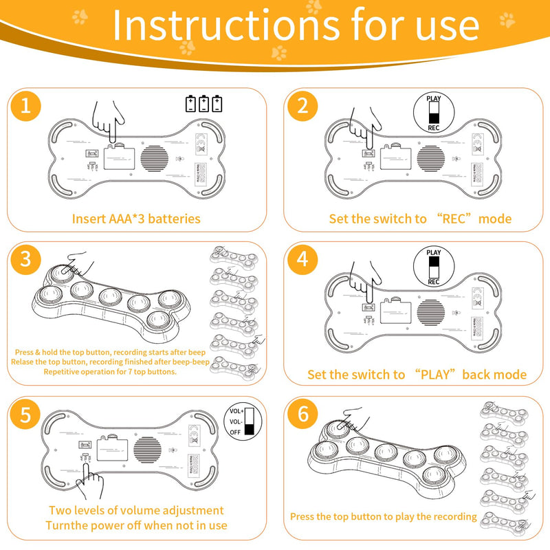 Dog Buttons for Communication, 7 in 1 Dog Talking Button Set, Recordable Training Buzzers for Dogs with 50 Scene Stickers (Battery Included) 7 In 1 Dog Buttons Set - BeesActive Australia