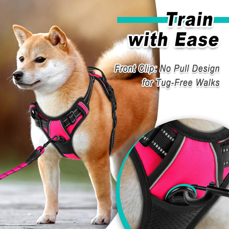 BARKBAY No Pull Pet Harness Dog Harness Adjustable Outdoor Pet Vest 3M Reflective Oxford Material Vest for PINK Dogs Easy Control for Small Medium Large Dogs (L) - BeesActive Australia
