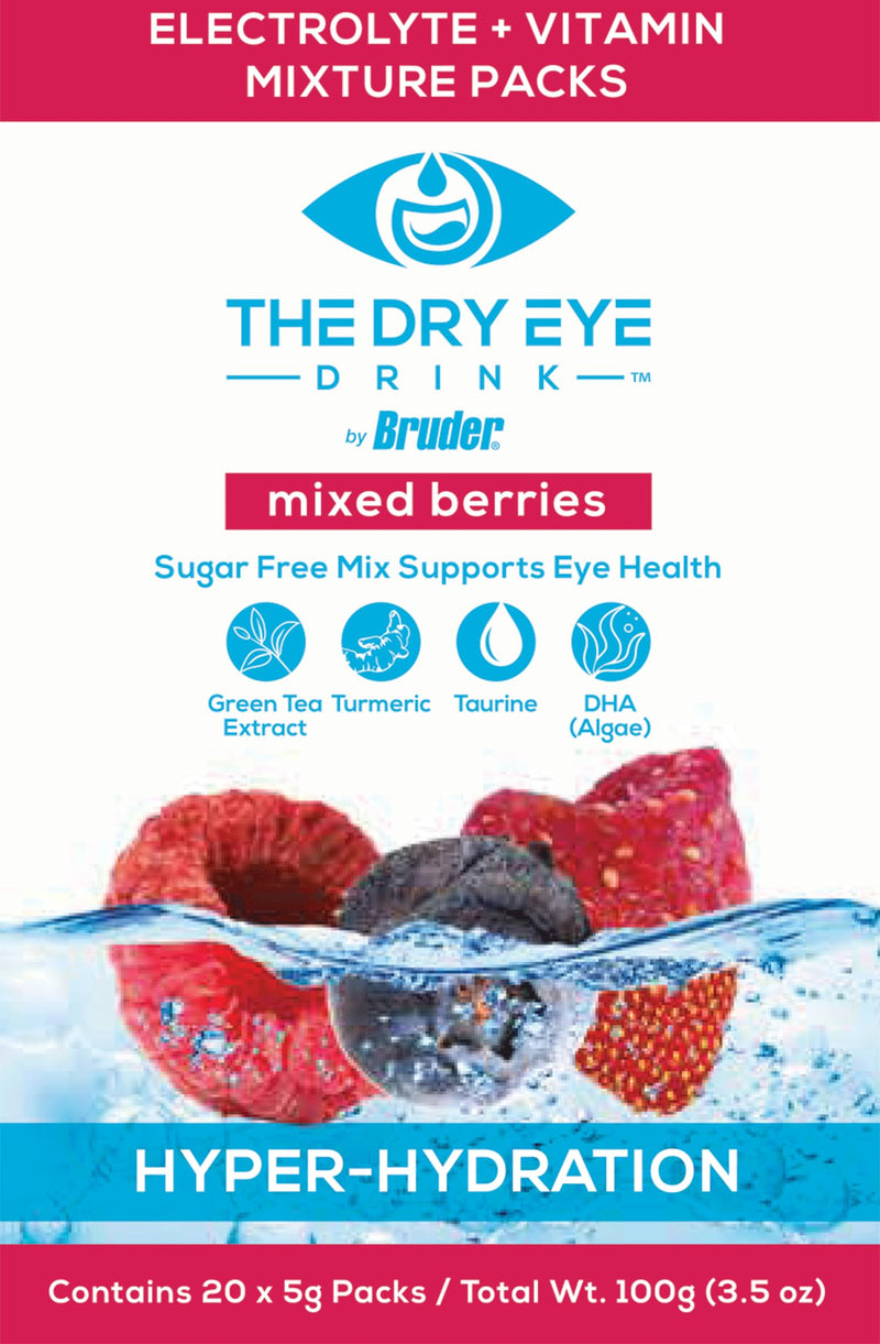 l Ultimate Hydration for Dry Eyes l Sugar-Free Electrolyte Powder Packets l Blended with Vitamins, Green Tea, Turmeric, Taurine, and DHA l 5g x 20 Packets (Mixed Berry) Mixed Berries