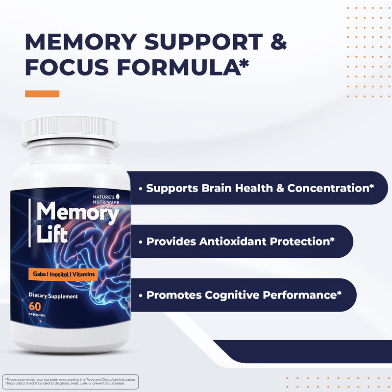 Memory Lift – Vitamins A, C, D, E & B-Complex – 60 Ct, 2 Month Supply | Also includes Choline with Vitamins A, C, D, E, B-Complex & Biotin | Non-GMO, GMP-Certified, Vegetarian 60 Count (Pack of 2)