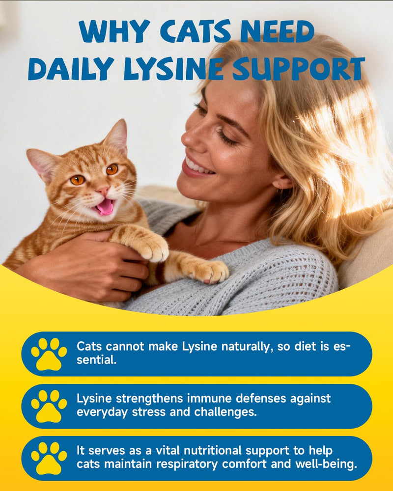 Cats L-Lysine Liquid Drops for Feline Respiratory, Liquid Lysine Cat Antibiotic Drops for Sneezing, Runny Nose, Eye Function, Collagen for Dogs Joint Health, Grass-fed Dog Collagen Drops with Omega 3