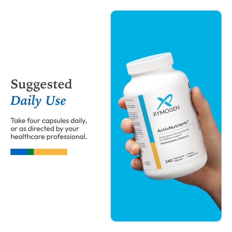 XYMOGEN ActivNutrients - Multivitamin & Multimineral Formula - Wellness, Immune & Energy Support - Active B Vitamins & Chelated Minerals - Vegetarian, Non-GMO & Gluten Free - 240 Count | Multivitamin and Multimineral Formula, Immune and Energy Support,...