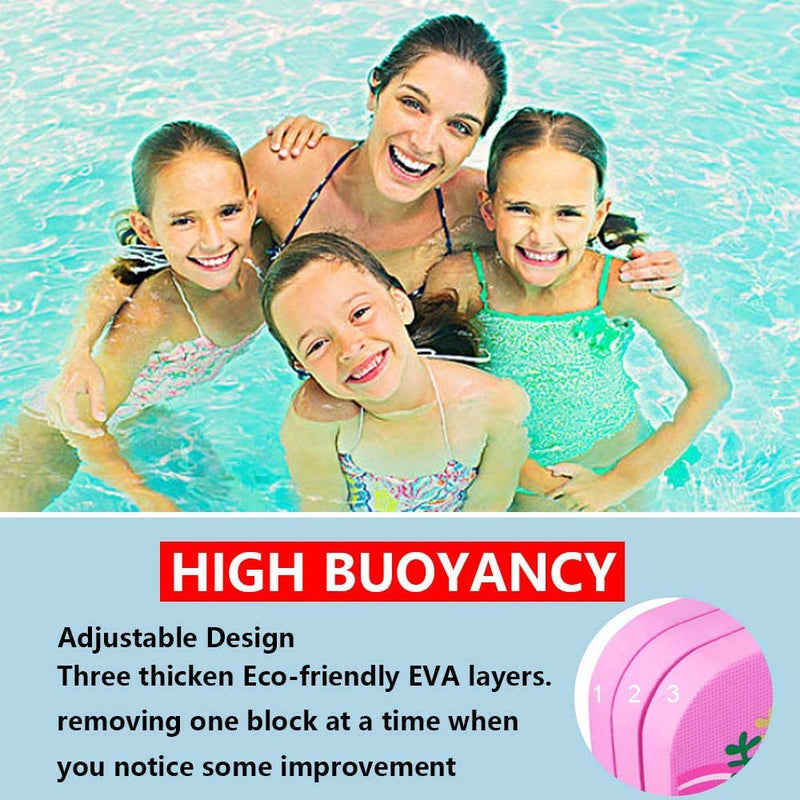 Back Float Safety Swimming Bubble with 3 Layers Swim Belts Floaties Device for Kids Swimming Floats Secure Clip Buckle Swim Floaties for Swimming Beginners Sport Pool Lesson Blue Green Pink