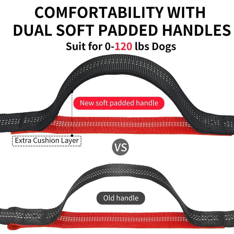 Hands Free Dog Leash with Zipper Pouch, Retractable Bungee Waist Leash with Dual Padded Handles & Waist Belt Fanny Pack for Medium & Large Dog Training Walking Running Hiking Jogging (Red) Red
