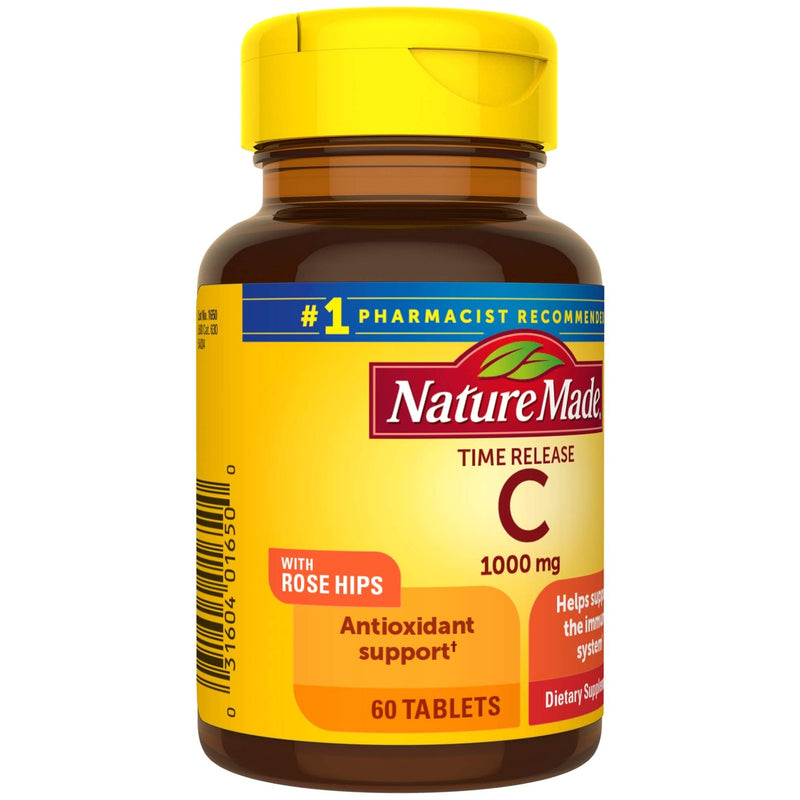 Nature Made Vitamin C 1000 mg Time Release Tablets with Rose Hips, 60 Count to Help Support the Immune System 60 Count (Pack of 1)
