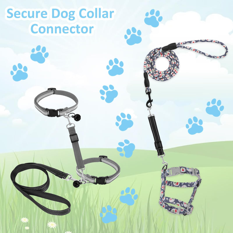 2 Pcs Dog Collar Safety Clips, Adjustable Prong Collar, Reflective Nylon Safety Clip, Double Ended Backup Clasp Leash Connector for Dog Harness to Collar Safety Clip(Black, Gray) - BeesActive Australia