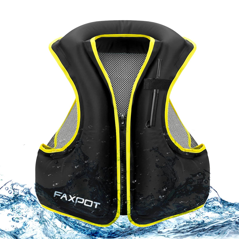 Inflatable Snorkel Vest Adult, Snorkeling Vest for Men & Women, Portable Inflatable Swim Vest Jacket, for Snorkeling/Kayaking/Swimming/Boating Black Large-X-Large