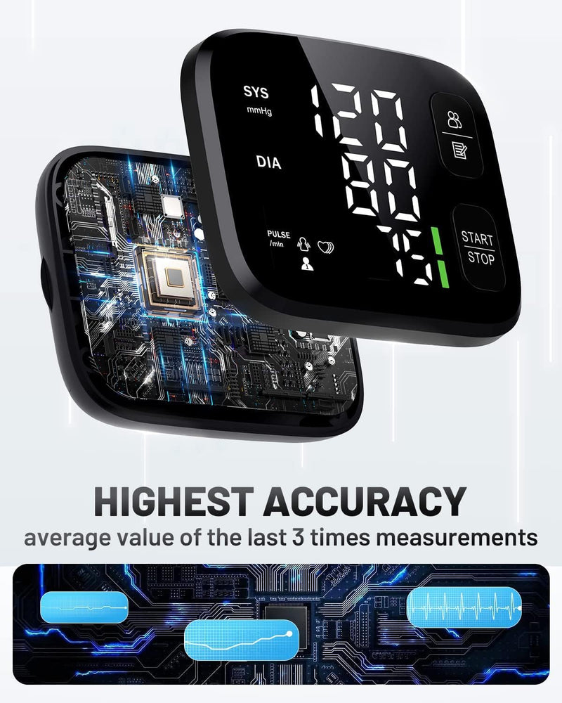 Blood Pressure Monitor LED Backlit Display Automatic Wrist Cuff Blood Pressure Monitors for Home Use 120x2 Reading Memory with Carrying Case, Black - BeesActive Australia