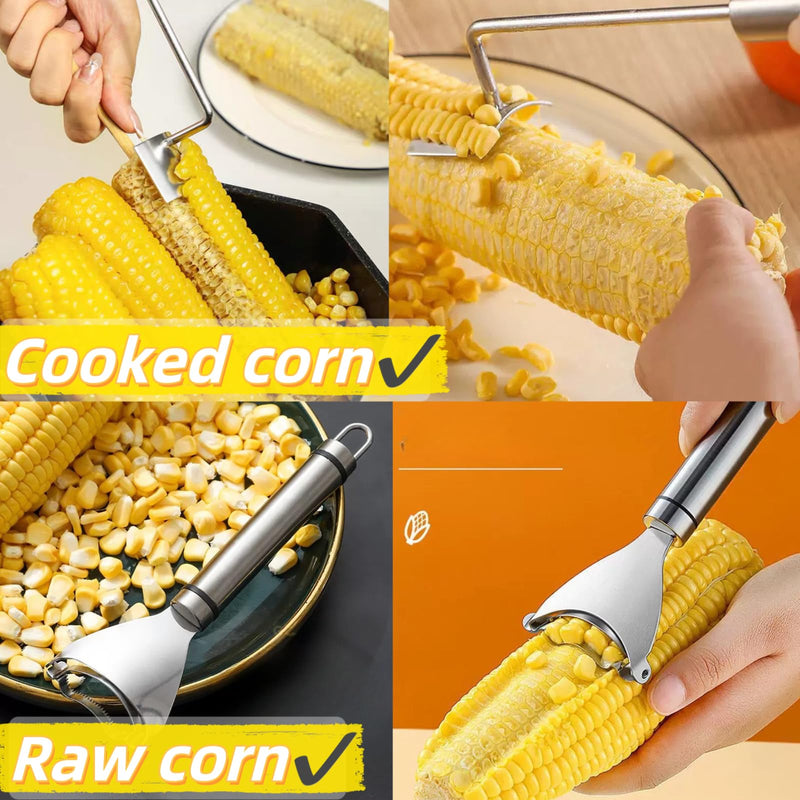 Corn Peeler 2PCS Stainless Steel Corn Peeler and Stripper Tool Set 2026 Corn Planer Cutter Thresher Scraper,Peel Corn Cob Separator Quick - BeesActive Australia