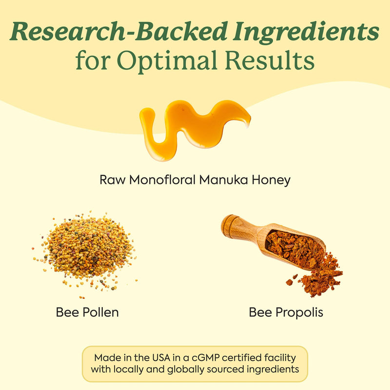 Plant People WonderBee Superfood Manuka Honey Chews, Lemon, 30 Count | Daily Wellness & Energy Support, Bee Pollen & Propolis, Gluten-Free Supplement Lemon - Immunity & Overall Wellness