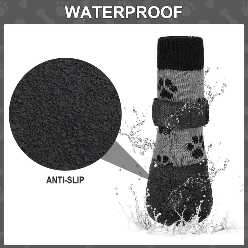 KOOLTAIL Anti Slip Dog Socks for Hot/Clod Pavement to Prevent Licking Paws，Dog Booties for Hardwood Floors, Traction Rain Dog Boots&Paw Protectors Shoes with Grip for Small Medium Large Senior Dogs S Grey with Black Paw - BeesActive Australia