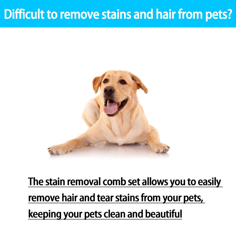 5Pcs Dog Eye Tear Stain Removal Combs Pet Grooming Kit,Comb for Large,Medium and Small Pets,Used to Gentle Remove Knots Crust Mucus floating hair Tangle Dandruff and Fleas Lice (Bule) Bule - BeesActive Australia