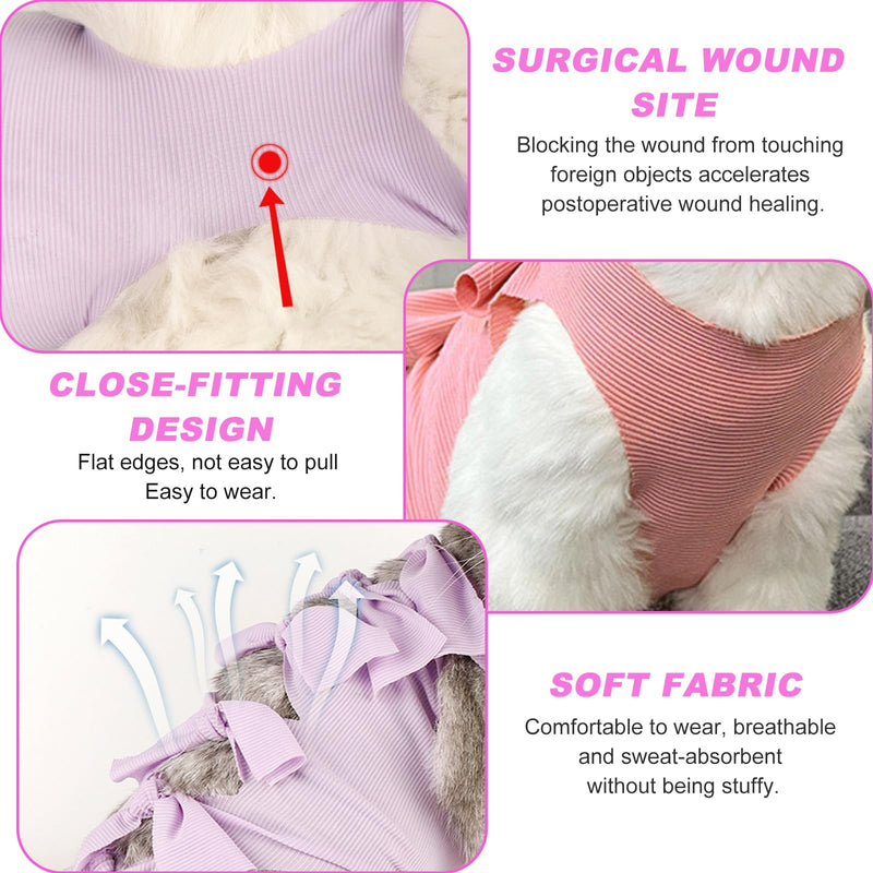 KASESSS Pack of 2 cat bodysuit after surgery, cat clothing, cat bodysuit, cat clothing recovery suit, costume for cats, bodysuit cat after surgery prevents licking, e-collar alternative for cats pink purple M - BeesActive Australia