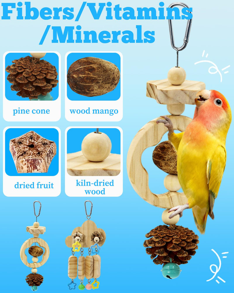 2 Pack All Natural Bird Chew Toys & 2Pcs Natural Bird Chew Swing Toys, Beak Grinding & Sisal Claw Care Toys for Small Medium Birds - BeesActive Australia