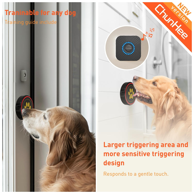 ChunHee Dog Bells to Go Outside,Dog Door Bell for Dogs to Ring to Go Outside,Bells for Dog Training to Go Outside,Dog Bell with Adjustable Volume,1 receivers & 1 Dog Buttons [Black, New 2024] 1 Black Receiver+1 Black Button - BeesActive Australia