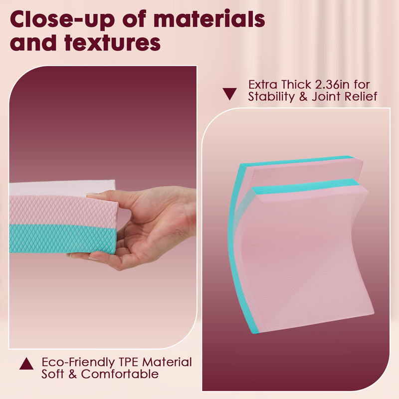 Balance Pad- High-Density Foam Cushion Mat for Yoga, Exercise & Fitness, Non-Slip Stability Trainer for Core Workouts, Thick Foam Balance Board (16x13x2.4 Inches) Pink & Light Blue