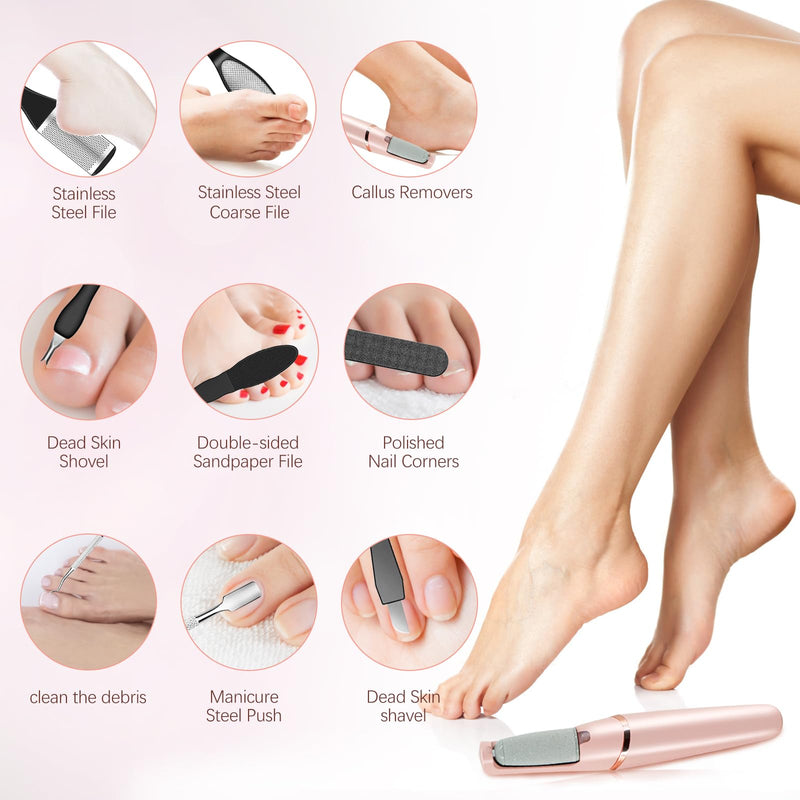 Electric Callus Removers for Feet, Haootadiy Electric Foot Callus Remover Pedicure Kits Rechargeable with12 in 1, Removes Dry Skin for Smoother Feet, Foot Care for Dead Skin Ideal Gift, Assorted Pink - BeesActive Australia