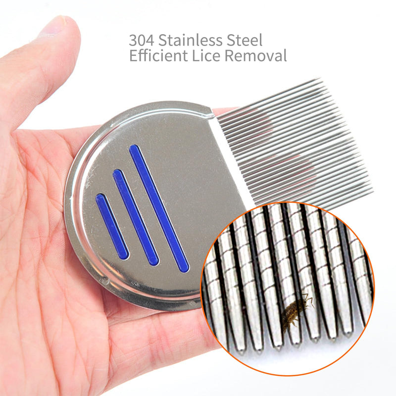 LABOTA 9 Pcs Lice Combs, Flea Combs, Hair Comb Double Sided Fine Tooth Combs, Removal Dandruff Comb with Metal Teeth, Stainless Steel Louse and Nit Comb for Head Lice Treatment