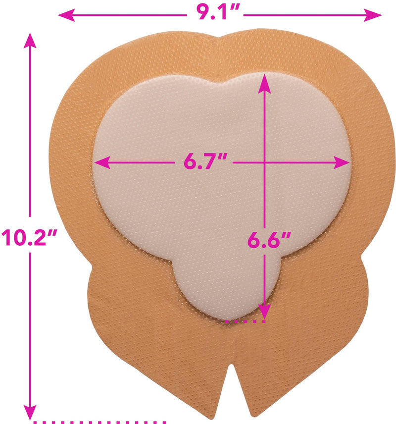 Areza Medical - Silicone Foam with Super-Absorbent Layer - Wound Dressing - Waterproof - with Adhesive Border - Sterile - Designed for Sacral Wounds - 9.1" x 10.2" - 10 PCS per Box 9.1" x 10.2", 10 PCS