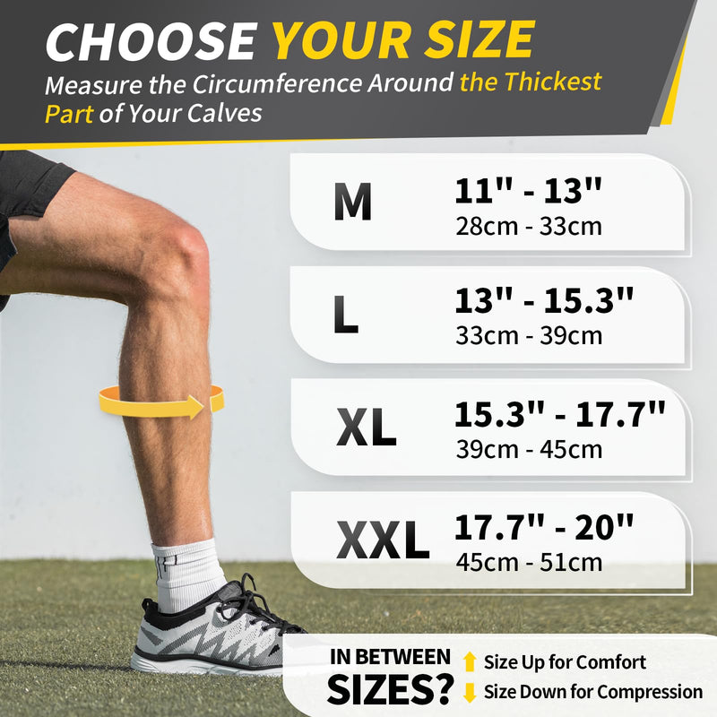 CAMBIVO Calf Compression Sleeves with EVA Pads for Shin Splints, Shin Guards for Men & Women, Leg Support for Running, Workouts, Soccer, Football, and Daily Use (Black, X-Large) Pure Black