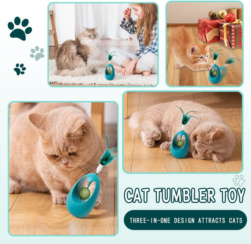 Tumbler Interactive Feather cat Toy with Mint Ball Interactive Cutout cat Supplies Pet Toy. Stimulate Hunting Instinct, Promote Physical and Mental Ex