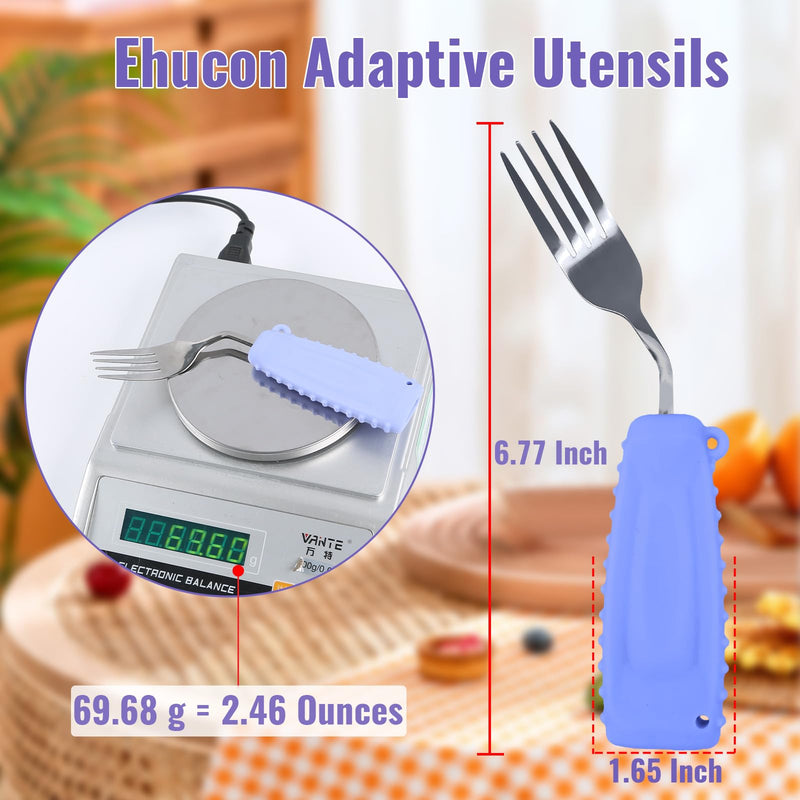 Adaptive Utensils Angled Spoon and Fork for Hand Tremors Parkinsons,Weighted Utensils with Non-Slip Easy Grip Handles for Independent Eating (1pcs Spoon+1pcs Fork=2 pcs,Purple,Right Hand) 1pcs Spoon+1pcs Fork=2 pcs,Purple,Right Hand - BeesActive Australia