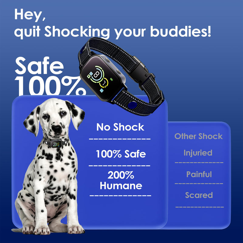 Dog Bark Collar,Humane No Shock Barking Collar,Bark Collar for Small Medium Dogs, AUTO Barking Collar,Adjustable Beep Vibration Modes and 7 Sensitivity 1Pack Black - BeesActive Australia