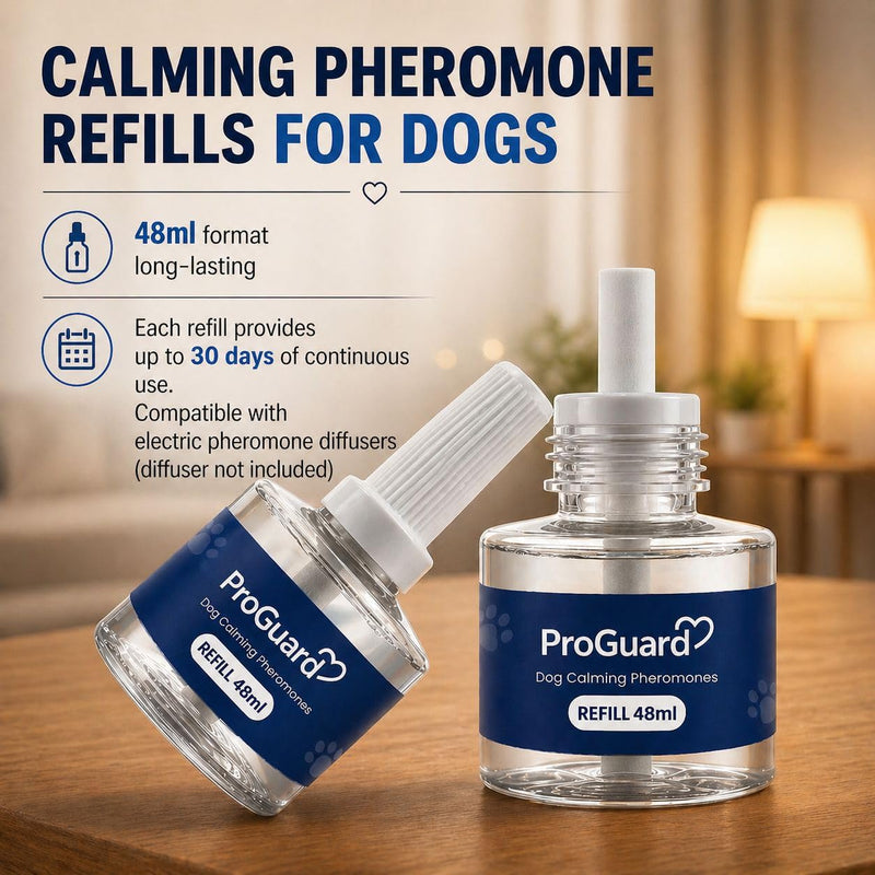 ProGuard® Dog Calming Diffuser Refill 6 Pack Cat Calming Pheromone Diffuser Refill Dog Plug in Pheromones Cat Stress Diffuser Dog Pheromones Calming for Dogs Anxiety and Stress 48ml Vial-180 Days