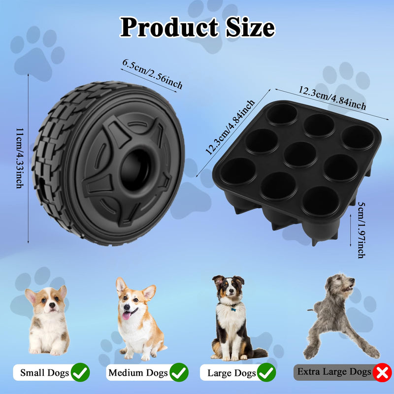 4-in-1 Dog Entertainment Toy, Frozen Treat Toy for Dog, Bully Stick Holder, Treats Distribution Puzzle Tire Dog Toys to Keep Dogs Busy, Dog Chew Toys for Aggressive Chewers (Red Highlighting) Red - BeesActive Australia