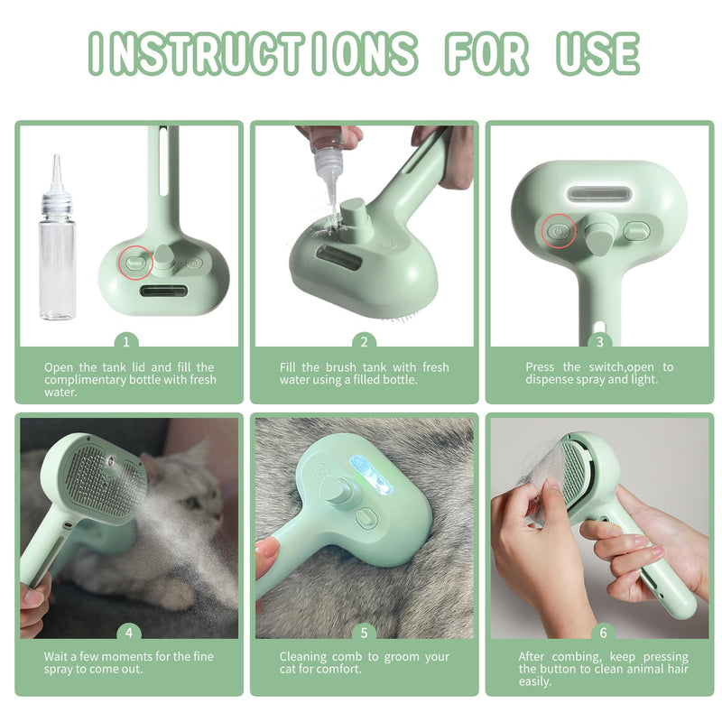 susu & wuwu Spray Cat Brush for Shedding - Water Brush for Cats and Dogs - Pet Hair Removal Comb with Water Tank and Release Button - Steamy Cat Brush - Pet Spray Hair Comb (Sky Blue) Sky Blue - BeesActive Australia