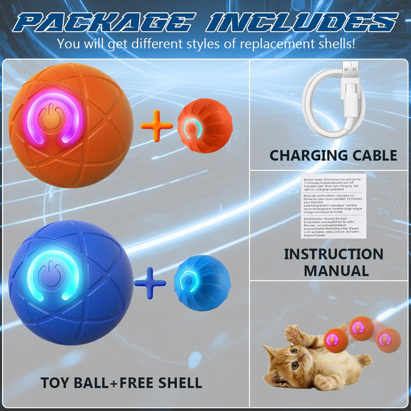 Shaky Ball Toy for Dogs,Shaking Dog Ball,Interactive Dog Ball,Automatic Moving Dog Toy Ball,USB Rechargeable Vibrating Dog Ball Remote Control Shaking Pet Ball for Dogs Cats (2PCS+Replacement Shell) 2 PCS+Replacement Shell - BeesActive Australia