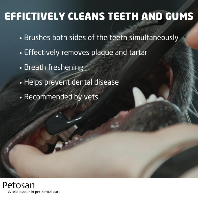 Petosan Double-Headed Toothbrush for Medium Dogs - Effective Dental Care, Reduces Plaque and Tartar, Veterinarian Approved (7-15kg)
