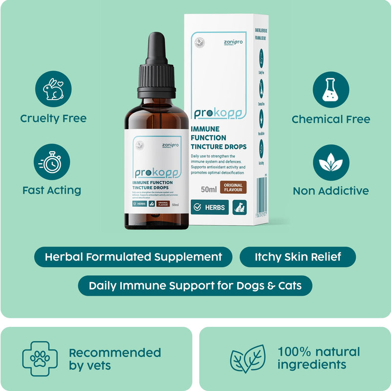 Immune Support for Cats & Dogs - Slippery Elm for Dogs Digestion, Dog Immune Booster, Itchy Dog Skin Relief, Veterinarian Herbal Supplement | 50ml