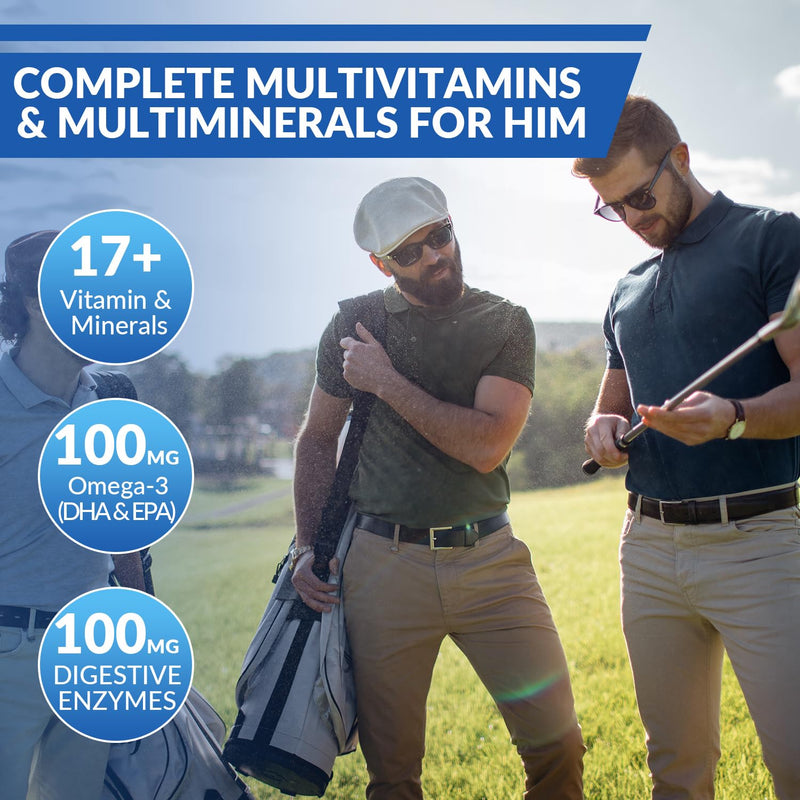 Multivitamin for Men, Mens Multivitamins Gummies w/Omega 3, CoQ10, Lycopene | Methylated Multivitamin, Sugar Free, Vegan 60 Count (Pack of 2)