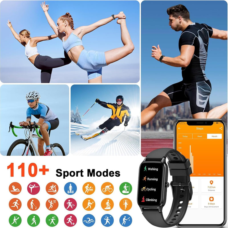 Smart Watch for Men Women(Answer/Make Call), 2026 Fitness Activity Tracker 1.57” Smartwatch with Heart Rate/Sleep Monitor/Pedometer/Calories/110+ Sports, IP68 Waterproof Fitness Watch for Android iOS Black - BeesActive Australia