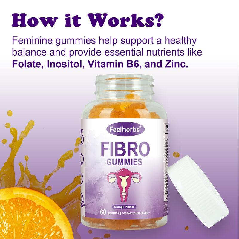 Fibro Gummies for Women, Pack of 2, Multivitamin Inositol Gummies with Inositol, Biotin, Vitamins A, C, D3, E, B6, B12, 60 Gummies Per Bottle