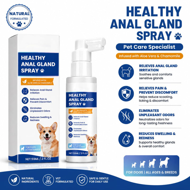 Anal Gland Spray for Dogs & Cats – Helps Relieve Anal Gland Irritation, Stops Scooting & Itching, Odor Control, Gentle & Safe Formula for All Pets –2 Oz