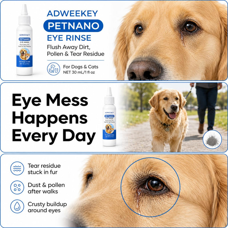 PetNano Eye Drops for Dogs & Cats, Sterile Pet Eye Rinse for Tear Stains & Eye Discharge, Gentle Non-Stinging Eye Wash with Taurine & Lutein, No-Touch Tip,30 mL (1 fl oz) | Gentle, Sterile, Non-Stinging Eye Care