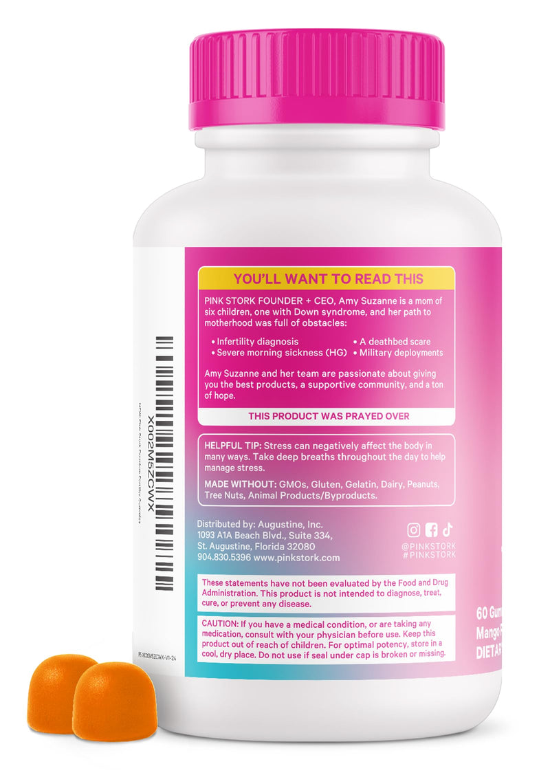 Pink Stork Premium Fertility Gummies for Women, 60 Gummies, 2 Pack | Fertility Gummies with CoQ10, Myo-Inositol & Methylated Folate | OBGYN-Formulated | Hormone Balance & Cycle Support 60 Count (Pack of 2)