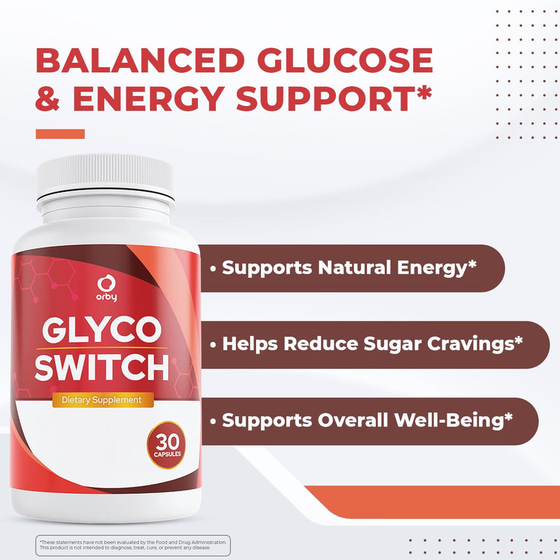 Orby GlycoSwitch – Natural Daily Wellness Supplement with Vitamin C, D3, Magnesium & Chromium – Non-GMO, GMP Certified, Made in USA – 30 Capsules, 2 Month Supply 30 Count (Pack of 2)